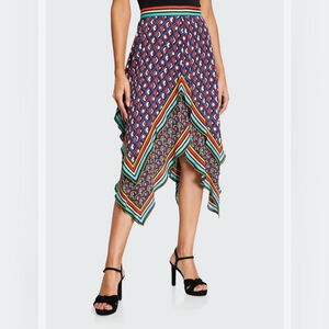 ALICE + OLIVIA
Maura Tiered Handkerchief Skirt Multicolor Geometric Patterned